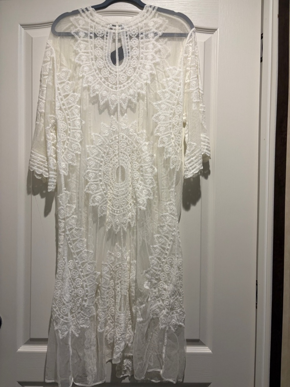 Rachel Zoe White Lace Embroidered Kimono Duster - Picture 2 of 4